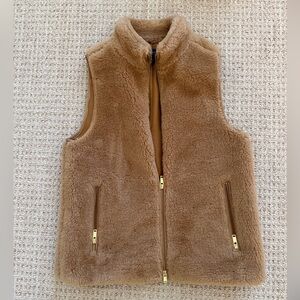 J. Crew women’s  tan shearling fleece vest